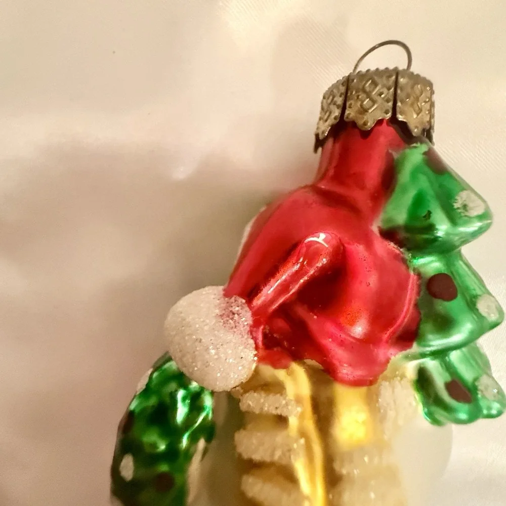Vintage inge Glass Christmas Ornament Frosty The‎ Snow Man OWC Colorful